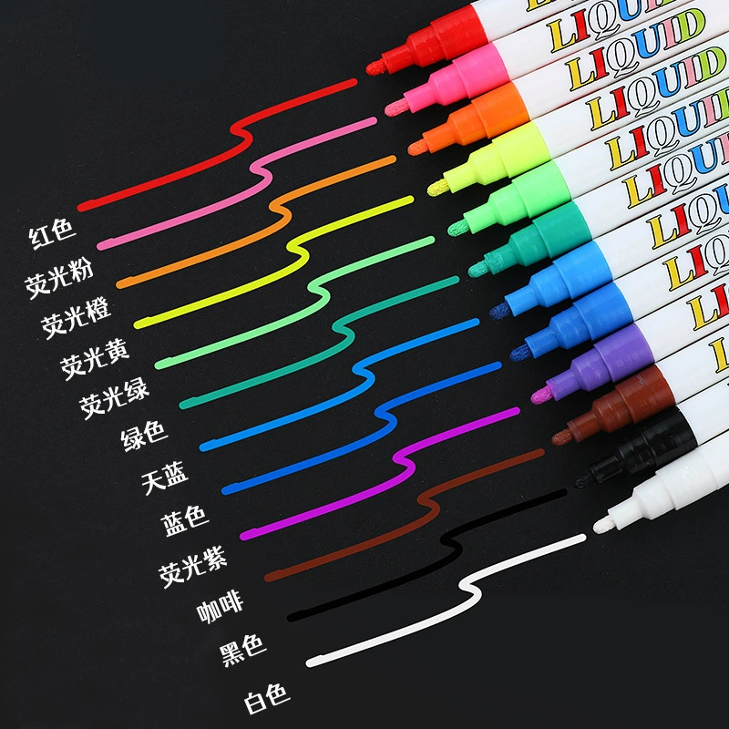 Chalk, water-soluble erasable fluorescence board dust-free, 12 colors