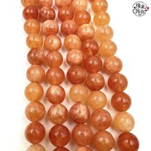 跨境热门天然金太阳石橙色方解石圆珠散珠diy饰品配件半成品批发