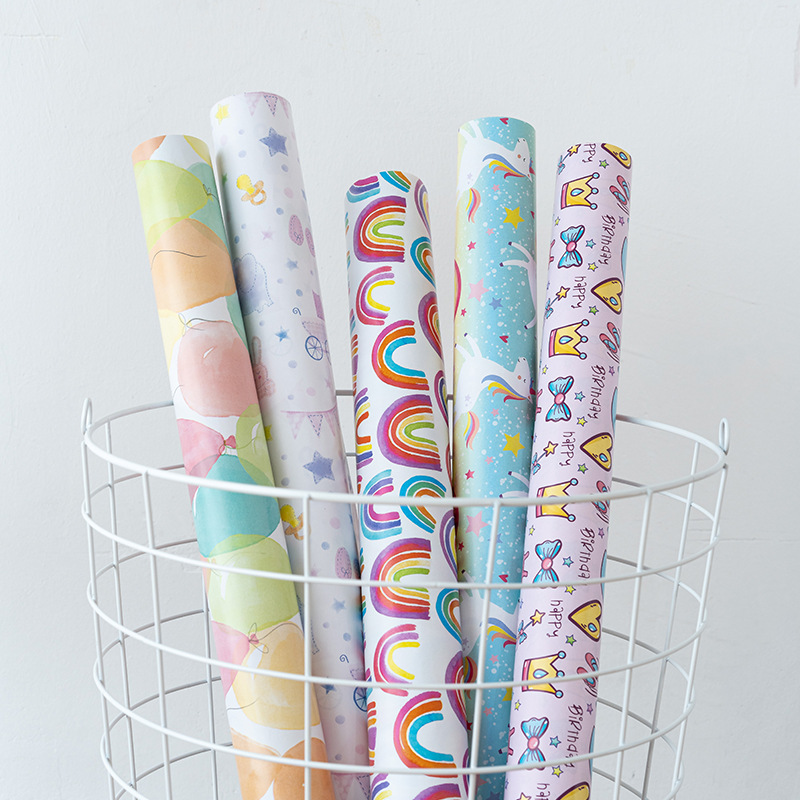 Papel de regalo colorido de Amazon, papel de regalo para el Día del Niño, papel estucado, papel de fondo, papel para cubiertas de libros, venta al por mayor