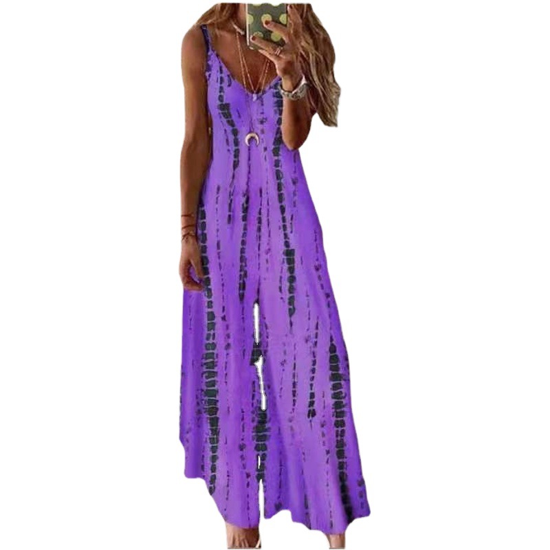2023 verano europeo y americano nuevo vestido de Honda deseo Amazon tie-dyed impreso gran swing vestido casual falda