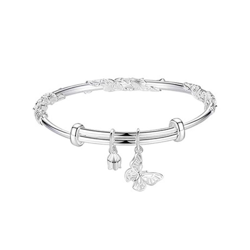 Flores florecientes brocadas pulsera push-pull sólida estambre femenino estilo mariposa temperamento de nicho sentido avanzado pulsera ajustable todo fósforo