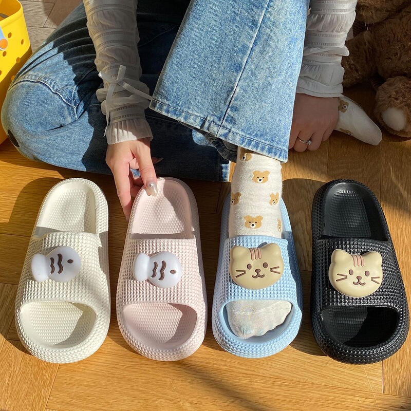 Cute Cat and Fish Beach Slippers for Women, New Summer Eva Non-Slip Lightweight Wear-Resistant Women's Slide Sandals Cute Cat and Fish Beach Slippers for Women, New Summer Eva Non-Slip Lightweight Wear-Resistant Women's Slide Sandals
