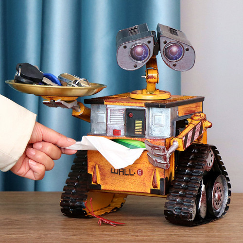 WALL-E robot model metal paper box retro creative living room tissue box wrought iron ornament gift