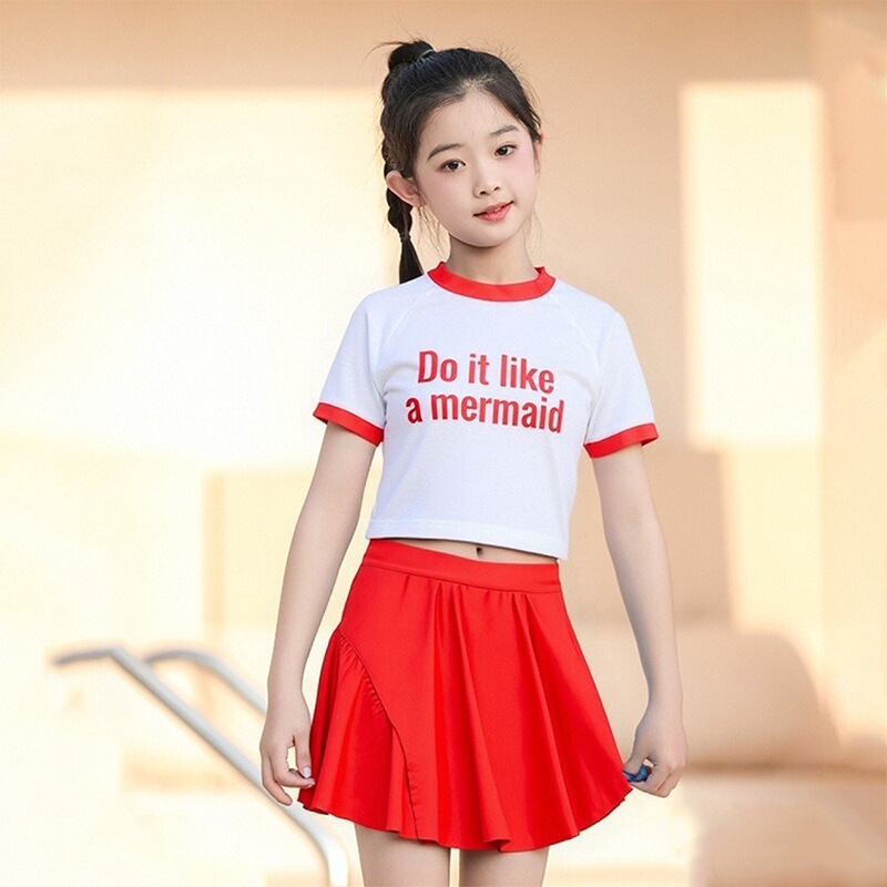 Nadar para niños trajes de baño para niños para mujeres, niños mayores, secado rápido para niñas, set de falda dividida, lindos trajes de baño de aguas termales.