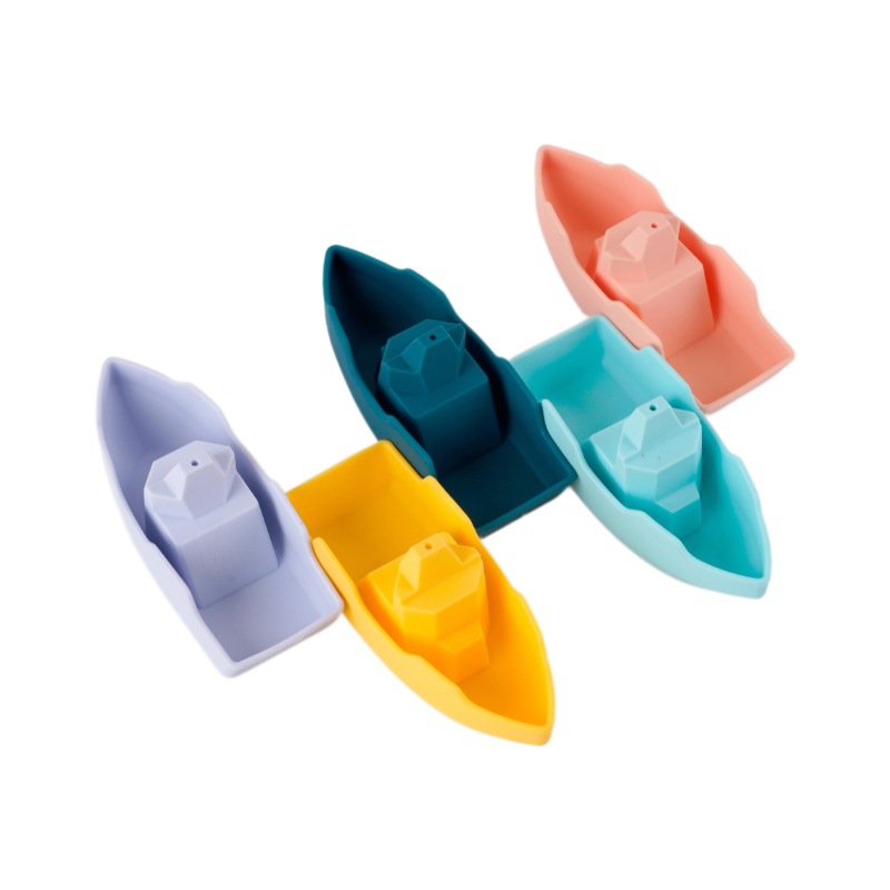 Navegación de silicona bebé juego de juguetes de baño, silicona de grado alimenticio para niños pequeños se puede apilar juguetes flotantes de baño
