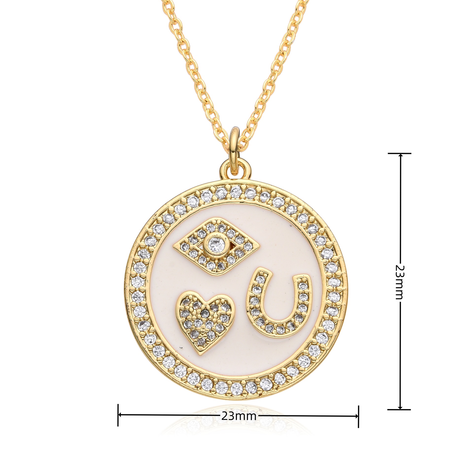 15g Weight Zircon Inlay Material Pendant Necklace Classification cable chain Chain Type 1 Piece Quantity Daily Occasion Copper Material Eye Pattern Women's Gender Plating, Inlay Design Retro, Classic Style Style Copper Retro Classic Style Eye Plating Inlay Zircon Pendant Necklace 9