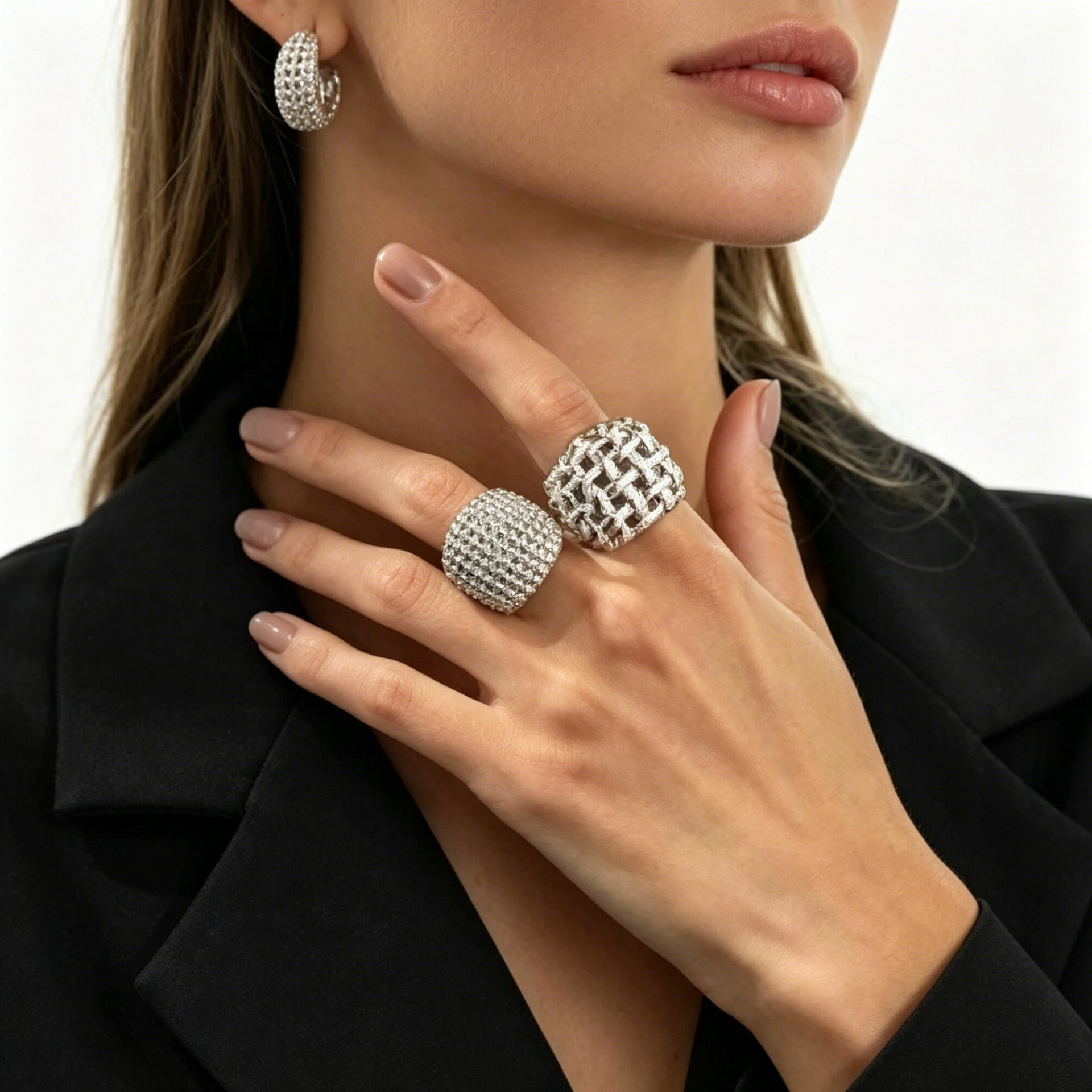 fashionable retro woven one size design geometric ring