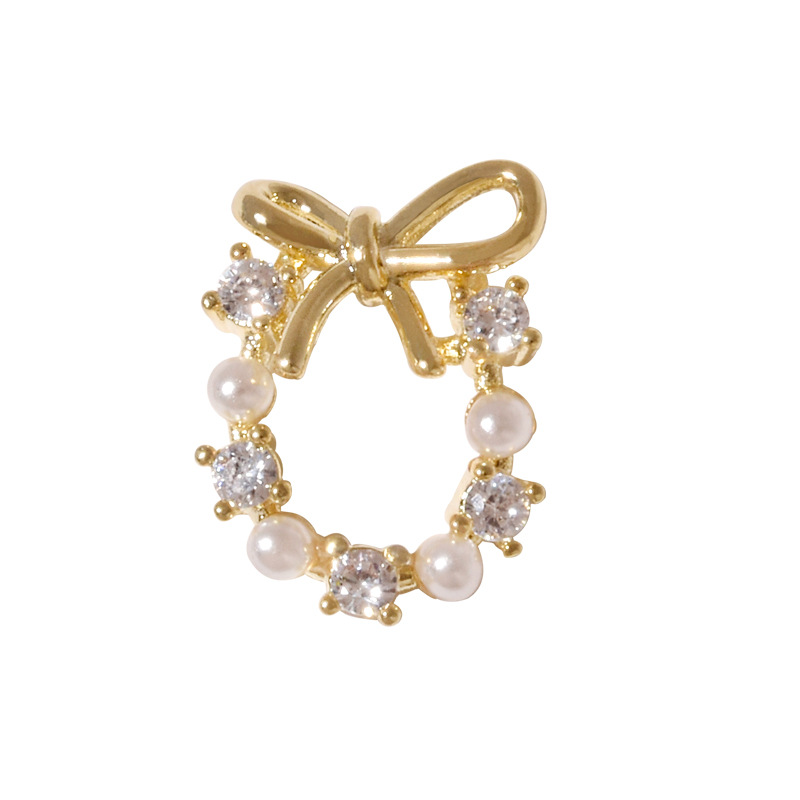 2023 Internet celebridad clavo circón Luz de lujo guirnalda de Navidad popular arco diamante tridimensional perla accesorios de uñas diamante