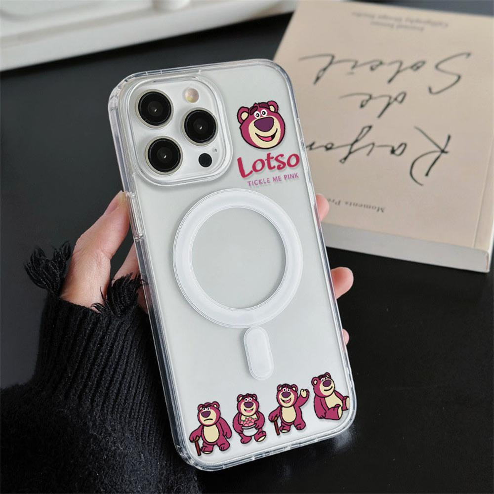 Suitable for Iphone15/16 Mobile Phone Case 13/14Promax New Magsafe Strawberry Bear Magnetic Phone Case