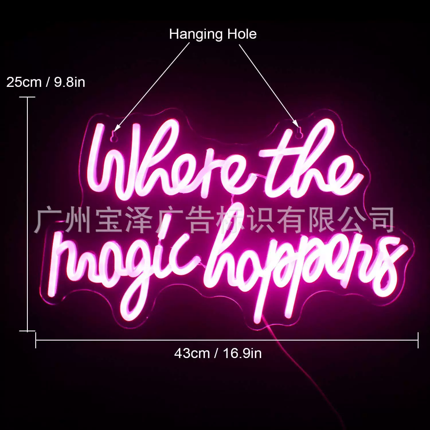 亚马逊霓虹灯LED粉色文字发光标志用于墙壁装饰USB供电字母霓