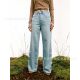 2025 spring jeans high waist ripped brushed wide leg pants trendy retro straight pants hot girl bowknot pipe pants