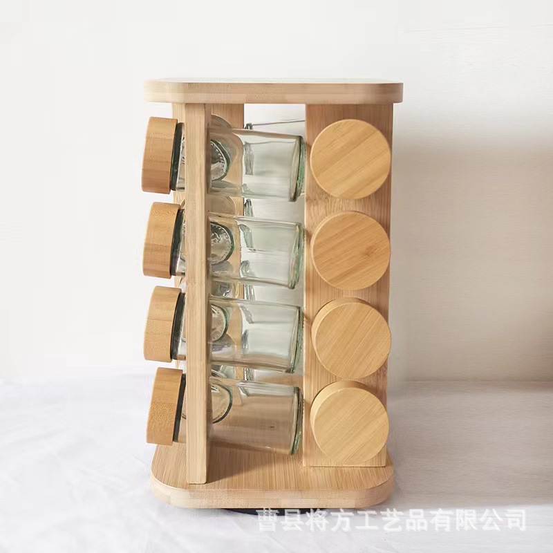 Especiero Giratorio Multicapa de Madera Sin Perforación para Cocina