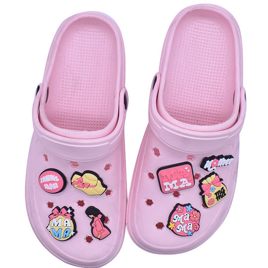 New Mother's Day Series Hole Shoes PVC Soft Glue Shoe Flower DIY Cartoon Mom Shoe Accessories Shoe Buckle in stock Wholesale