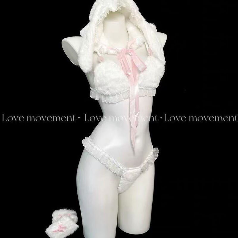 Sexy Lingerie, Sexy Pure Desire Three-Point Plush Cute Bunny Girl Milk Passion Temptation Free Removal Suit Ready for Sale