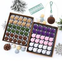 Флокированные елочные шарики, диаметр 3 см, набор 30 шт, assorted цветовые смеси