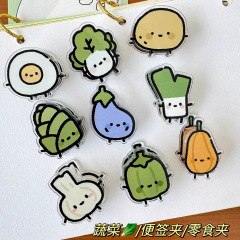 おもしろ野菜シール付箋クリップ インス風 高颜值 両面アクリルPPクリップ 収納クリップ 試験用クリップ
