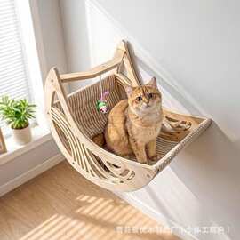 跨境室内实木猫爬架客厅壁挂装饰星月楼梯玩具猫跳台宠物攀爬木架