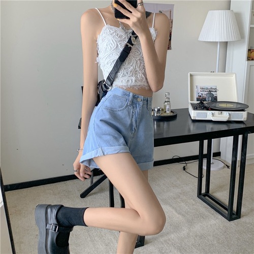 Women's Summer Casual Loose Wide Leg High-Waisted A-Line Flared Edge Ultra-Short Hot Pants Trendy