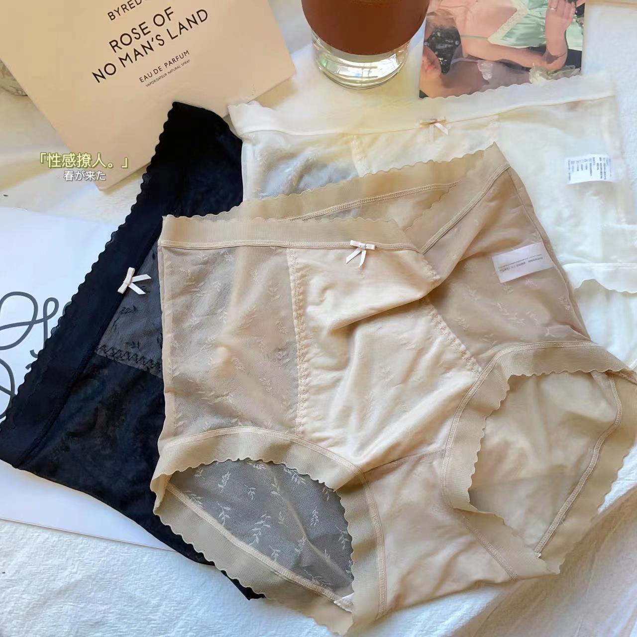 高腰性感蕾絲女士提臀內褲舒適無痕純棉透氣檔純欲網紗少女三角褲