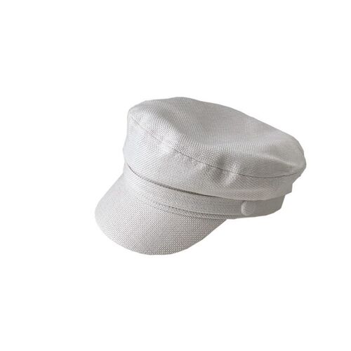 Summer Internet celebrity Japanese retro white flat top cotton linen navy cap female autumn duckbill ins British style octagonal beret 