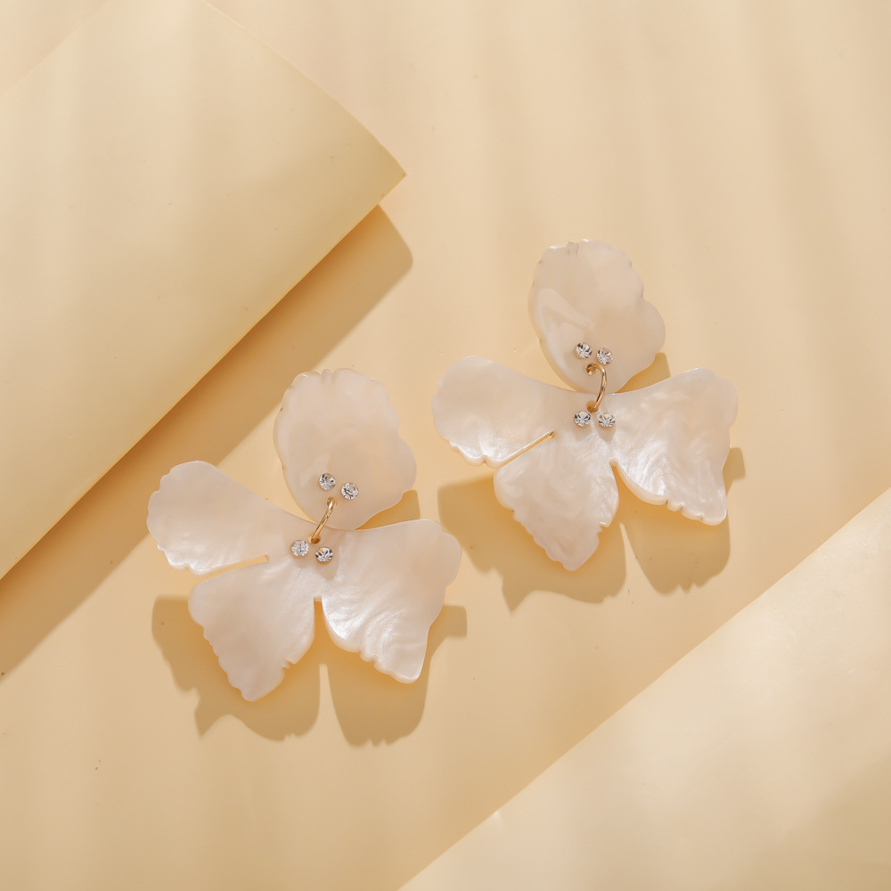 1 Pair Fashion Flower Resin Inlay Rhinestones Women's Drop Earrings display picture 4