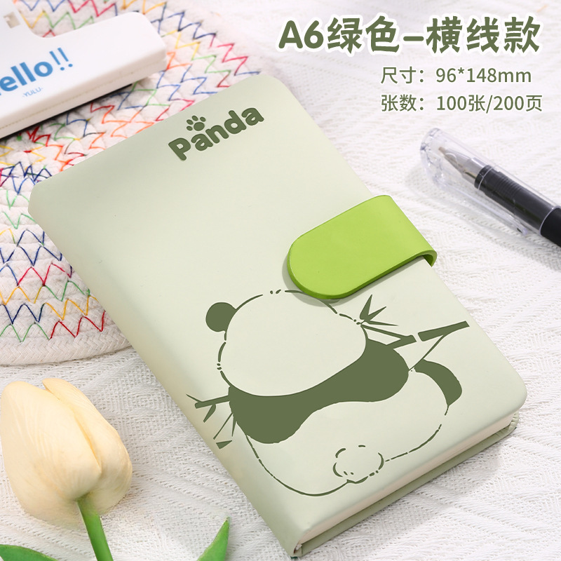 Panda hebilla pequeña cuaderno personalizado A6 portátil de bolsillo mini cuaderno de alto valor de cara diario