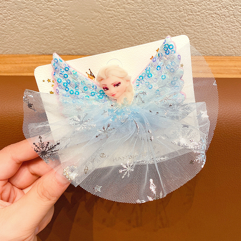 Nuevos niños esquinillas princesa Aisha pinzas de pelo niñas tarjetas de pelo de nieve estudiantes ángel alas de malla de cabello cabello cabello