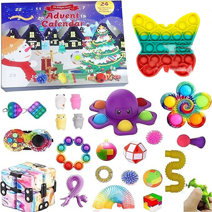 Caja ciega de Navidad transfronteriza Regalo de fiesta para niños Descompresión DIY Desgarrado Calendario de cuenta regresiva Caja ciega Juguetes navideños
