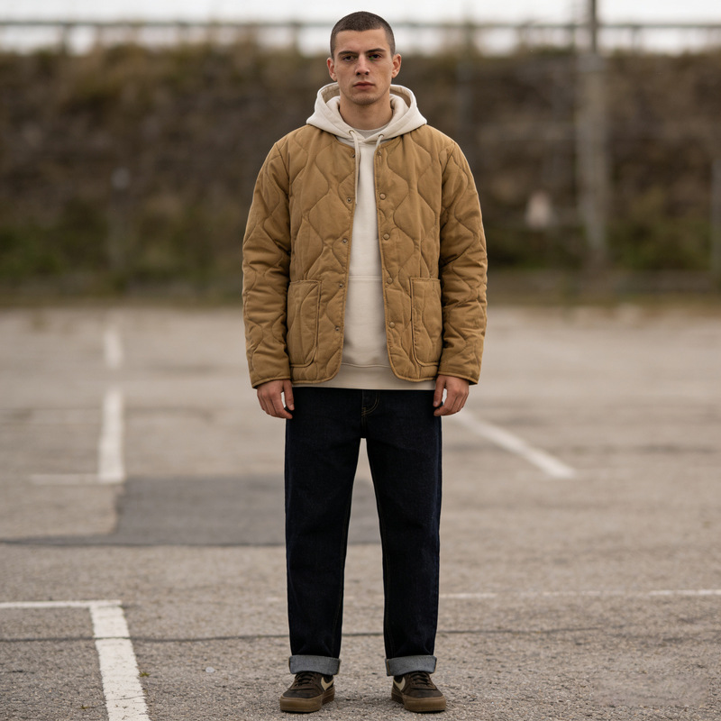 Okonkwo New Quilted M65 Liner Jacket Ami Khaki Retro Cotton Quilted Hunting Jacket