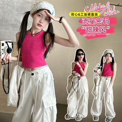 Women's Jazz Fashion Backless Tank Top 2024 New Trendy Girl Wide Leg Pants Street Dance Top Bare Chest Street Fashion Show Outfit