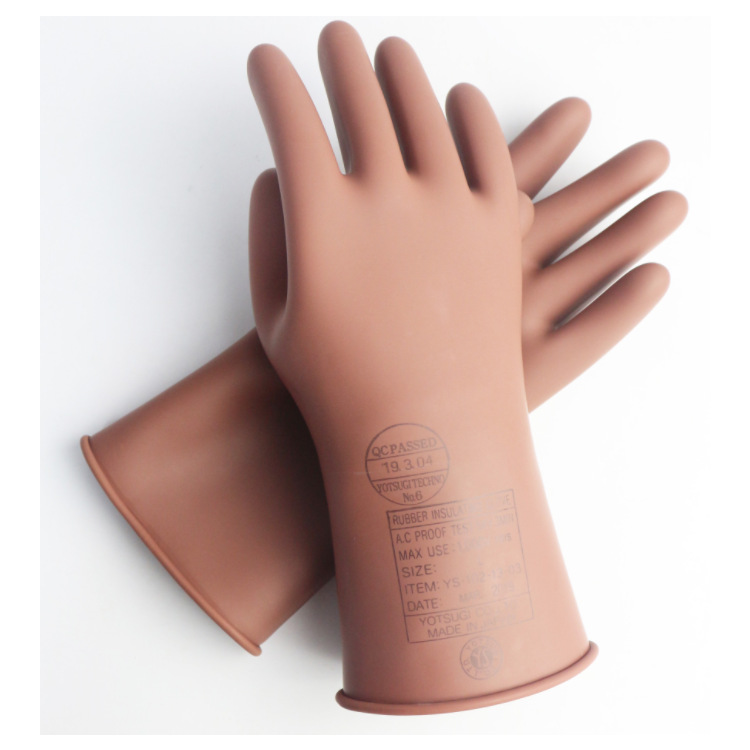 咖啡色日本YS低压绝缘手套YS102-13-02尺码M 天然橡胶低压手套