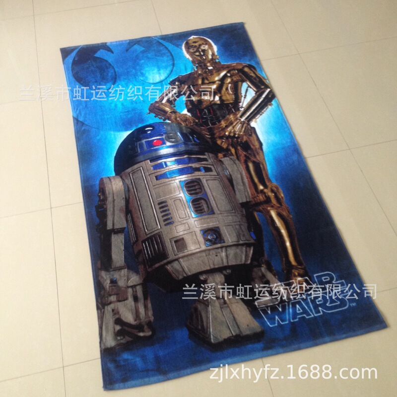 Manufacturer Customized Pure Cotton Reactive Printed Beach Towel Star Wars Starwars Printed Bath Towel Export Beach Towel