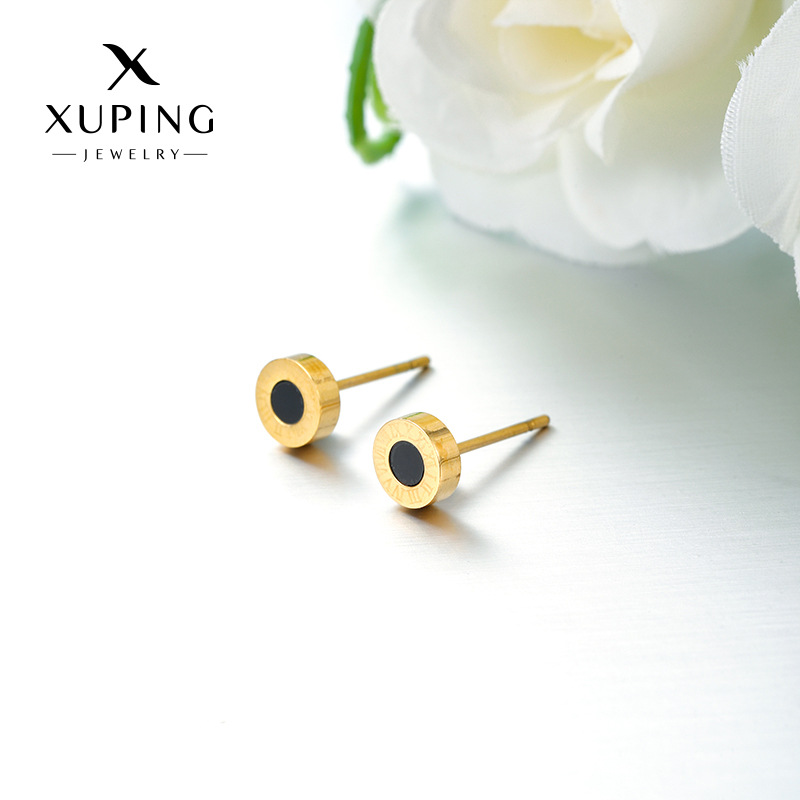 Asahei acero inoxidable chapado 14k color geometría romana pendientes circulares clásicos de moda simple diaria fácil de usar pendientes