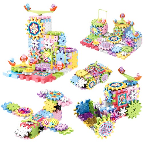 Variety of electric gear rotating building blocks DIY early education large particle puzzle e-commerce live broadcast street stall supply
