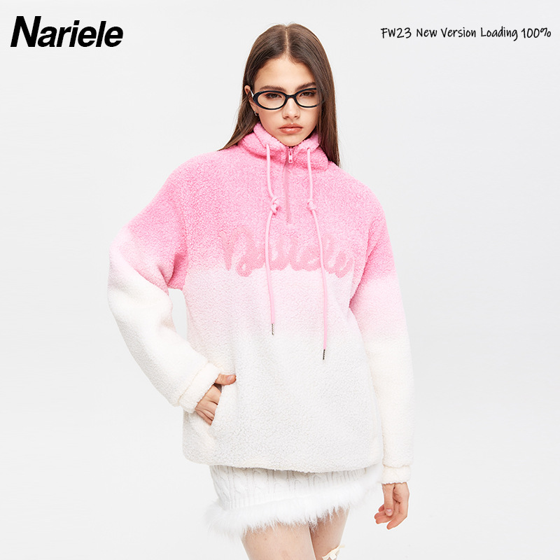 Men's Clothing HeyHenry winter gradient color lamb wool sweatshirt men and women thickened trendy casual versatile lazy style_voghion.com