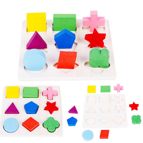 Wooden shape color classification board Wooden intelligence puzzle early education geometry cognitive building blocks educational toy gift