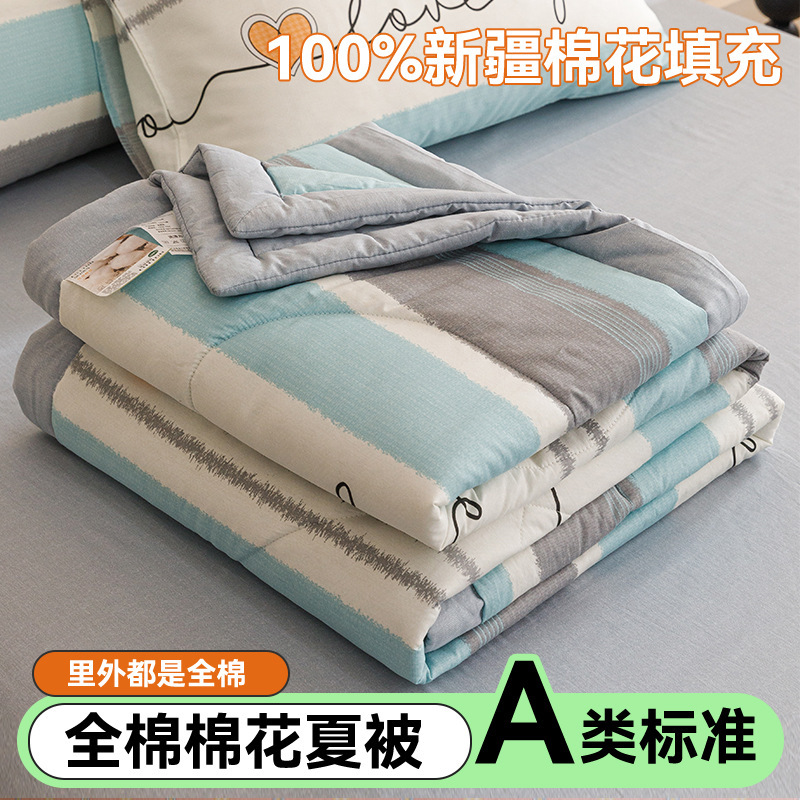 Edredón de aire acondicionado lavable de algodón de clase A, núcleo de edredón de algodón de Xinjiang, edredón de algodón impreso de verano, edredón de regalo doble