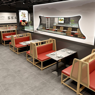 Industrial Style Milk Tea Shop, Tavern, Hot Pot Restaurant, Restaurant Tables and Chairs, Commercial Tea House Booths, Restaurant Wall Booths and Sofas