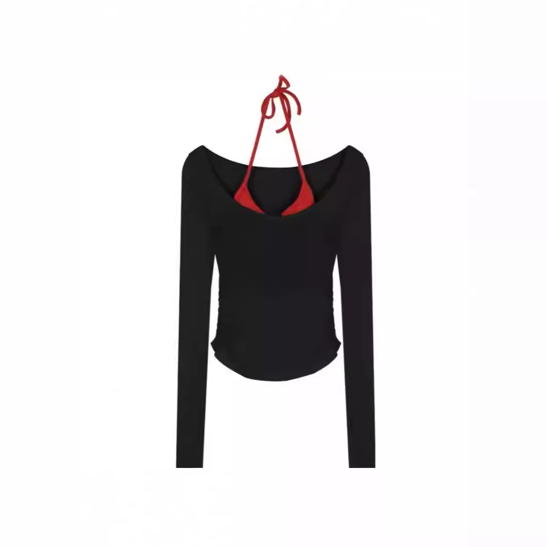 Women's Sunscreen Shirt Set Sexy Two Piece Backless Design Padded Bra Top Can Be Worn As Outerwear Innerwear T-Shirt Or Base Layer_ecoleips.com