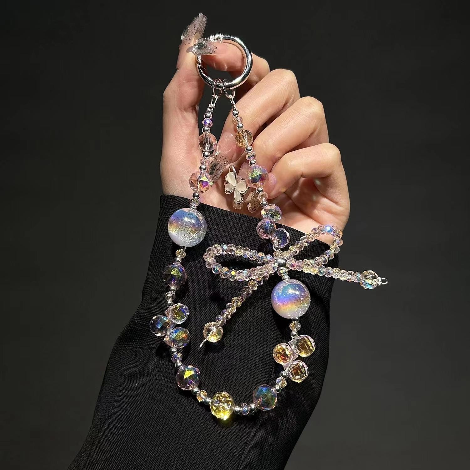 Pulsera cadena de teléfono móvil de pvc nuevo colgante de lazo de cristal de verano estilo japonés y coreano cordón de caja de teléfono móvil estilo muñeca al por mayor