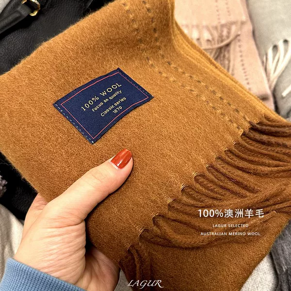 Pure Wool Scarf, Thickened and Enlarged Version, Hand-Threaded Australian Wool, Double-Sided, Widened and Thickened, Winter Scarf for Women