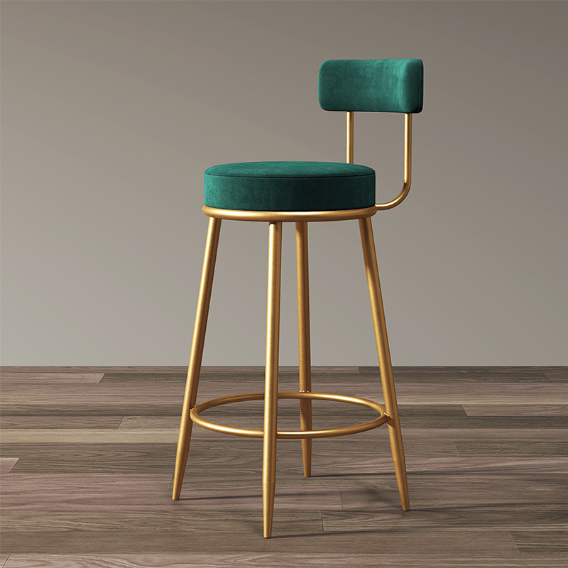 Nordic Bar Chair Simple Light Luxury Home Golden Bar Stool High Chair Bar Chair Backrest Front Desk Stool Iron Art