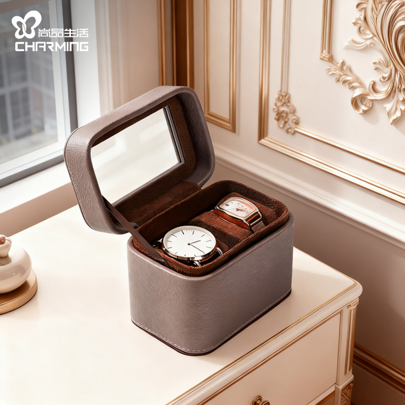 Source Manufacturer Watch Storage Box Double-Slot Watch Case Pu Business Gift Collection Watch Box for Men and Women