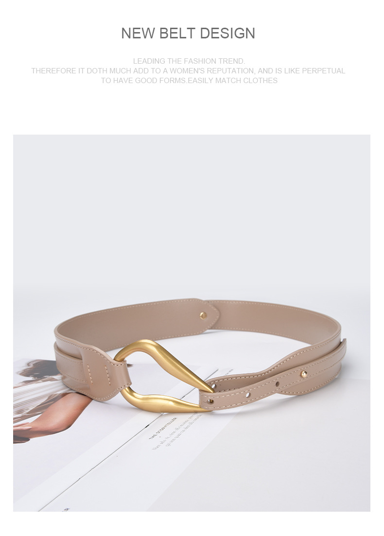 Nyt mode dekorativt bælte i læder Alsidig stor vindjakke sweater Elastisk bredt bælte Talje Talje Talje Talje Talje Tætningskjole_voghion.com