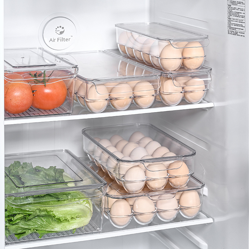 Caja de almacenamiento de huevos de plástico transparente de cocina con cubierta, caja de huevos frescos, soporte de huevos especial, soporte de huevos, soporte de huevos