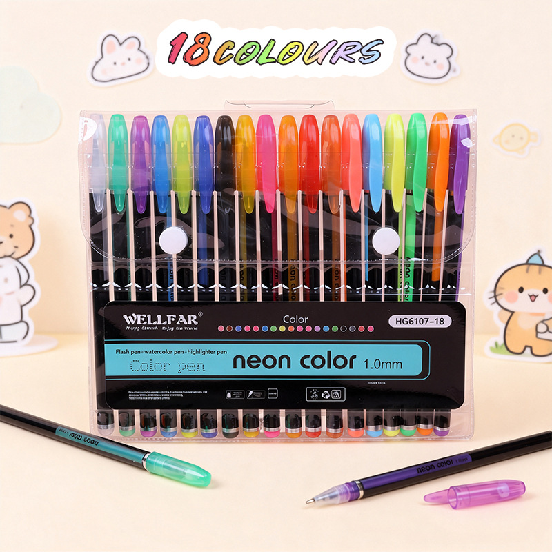 Venta al por mayor de bolígrafos de purpurina de 12 y 48 colores en stock, juego de marcadores Candy Planner, bolígrafos resaltadores, bolígrafos de gel de colores de 1.0 mm