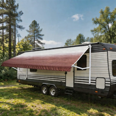Avtomobil dam çadırları | No-Setup Quick-Open Rv Accessory - red-and-white-gradient-white-pole-25x25m