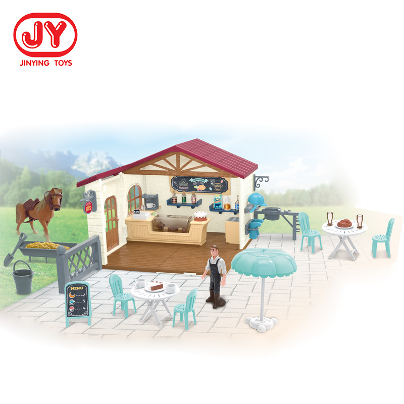 Simulación modelo de caballo para niños Coffee House modelado bandeja de arena escritorio cafetería pequeña escena decoración juguete