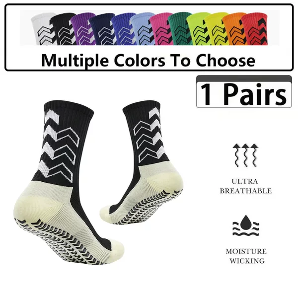 Cross-Border Hot-Selling Mid-Tube Football Socks, Thickened Sports Socks, Adult Glue-Point Non-Slip Wear-Resistant Running Basketball Socks, Cycling Socks