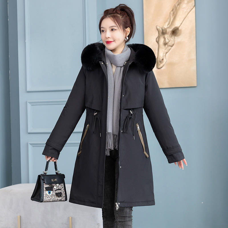 Mujeres acolchado de algodón largo transfronterizo 2023 nuevo invierno desmontable abrigo de algodón acolchado suelta gruesa parka abrigo cálido image 8